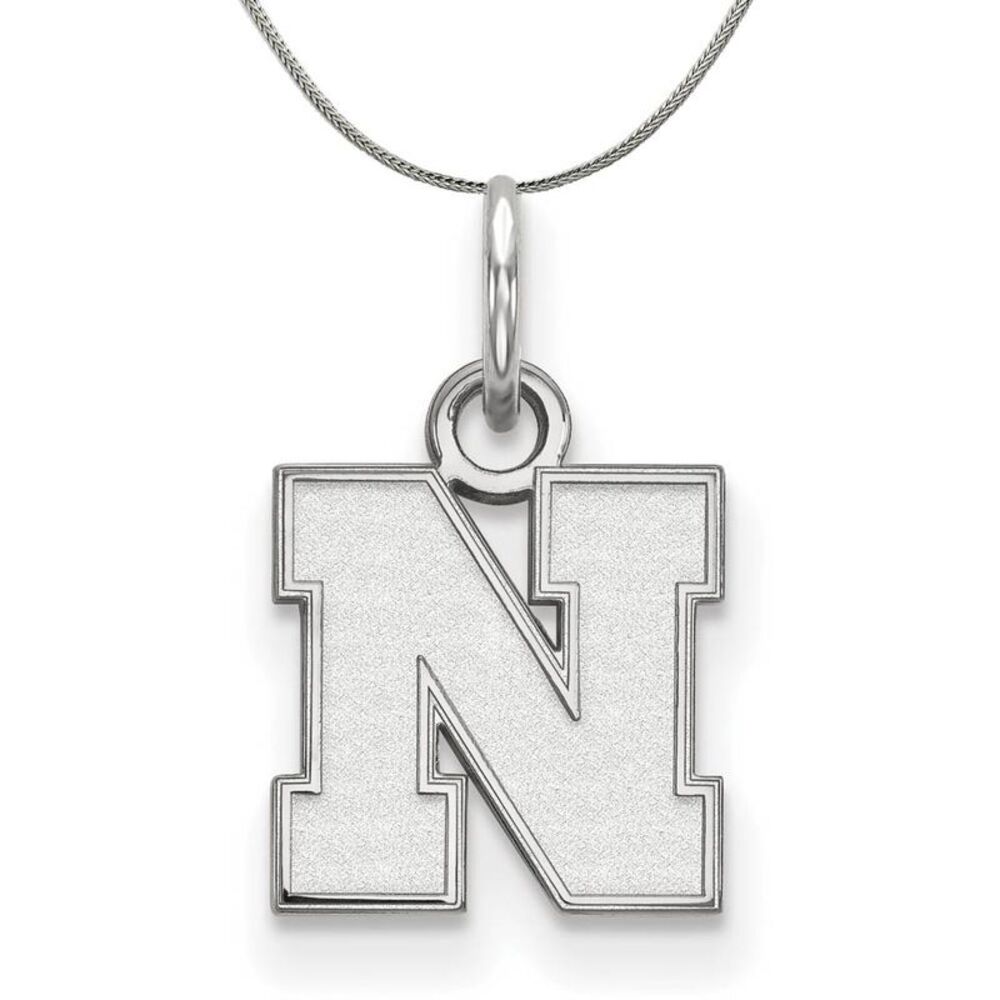 Sterling Silver U. of Nebraska XS (Tiny) Initial N Necklace - 24 Inch